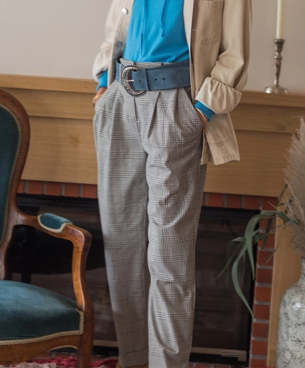 Pantalon Carotte Prince-de-Galles