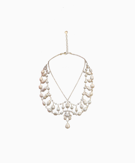 Collier Pop Corn Col Claudine Blanc