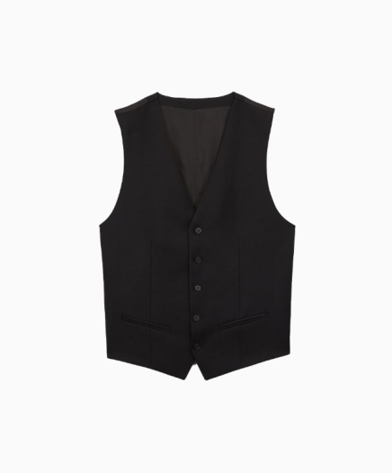 Gilet de Costume Noir en Laine