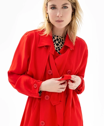 Manteau Long rouge
