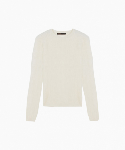 Pull fin col rond à jeux de cotes