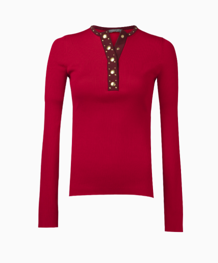 Top Red Knit Henley