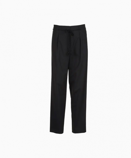 Pantalon carotte taille haute en crepe