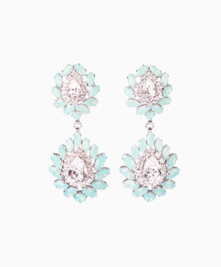 Boucles D'Oreille Longue Cristal Blue