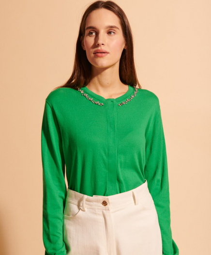 Cardigan Col Bijoux