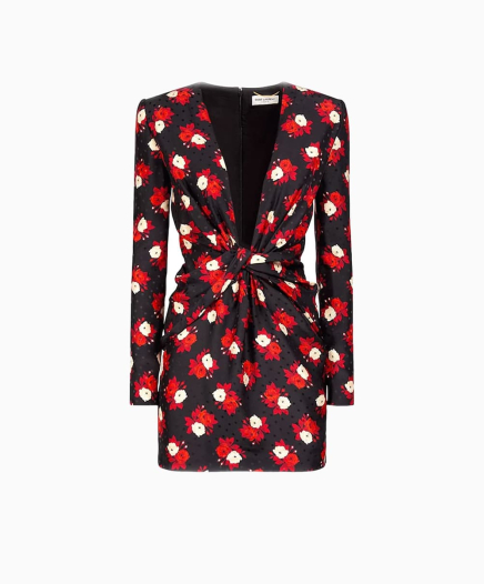 Robe Silk Red Flowers