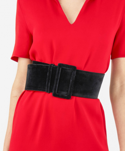 Ceinture Large en Daim Noir