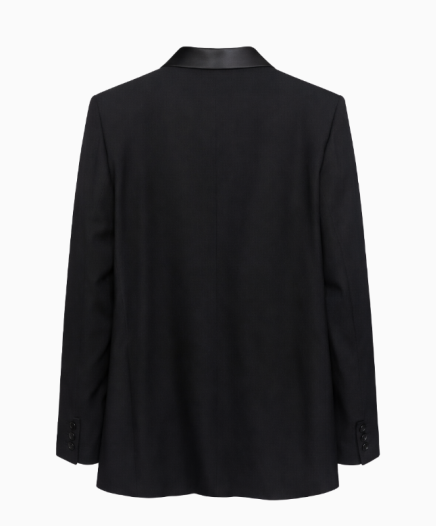 Veste Blazer Noir À Revers Satinés Rive Gauche FW1992