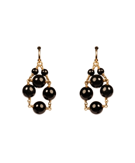 Boucles D'oreilles Rail Damier Pop Corn Noir