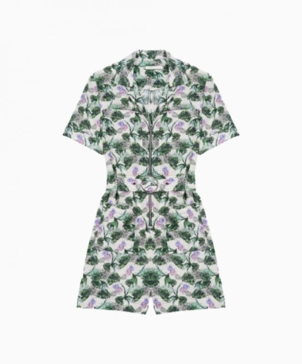 Combishort en lin imprimé