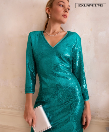 Robe Paillette Bleu