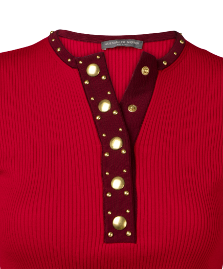 Top Red Knit Henley