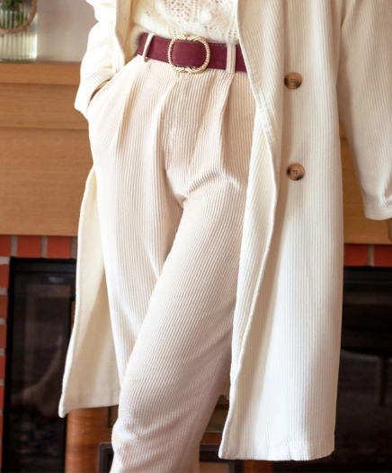 Pantalon Velours Côtelé Blanc