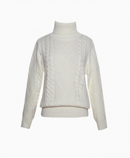 Pull Col Roulé Blanc