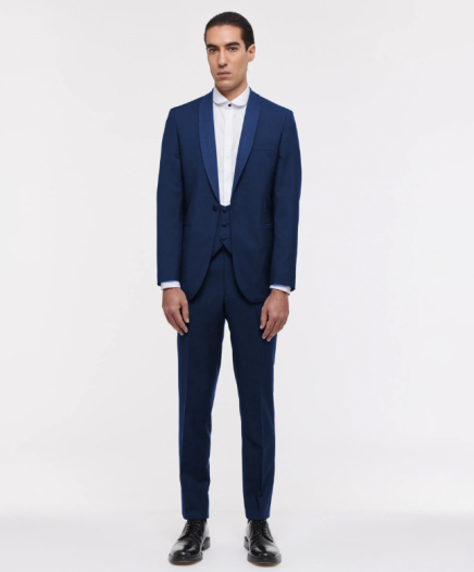 Smoking Bleu Lumineux Col Châle