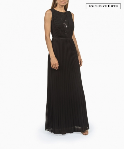 Robe Pleated Chiffon Gown-Exclusivité web