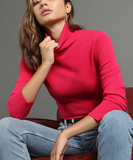 Pull Turtle Neck Loose Fuchsia