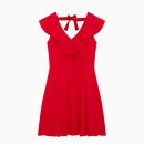 Robe Courte Rouge En Crepe-Exclusivité web