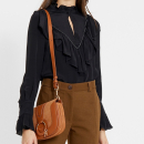 Blouse en Crêpe de Chine volantée noire