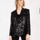 Veste croisée noire paillette