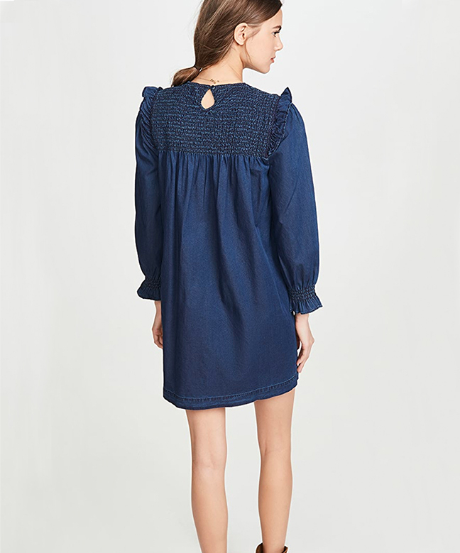 Location Robe de soirée MADEWELL Indigo Ruffle Neck Smocked Babydoll 5