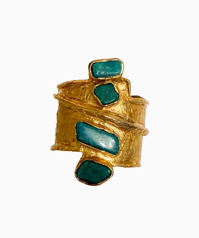 Location et Achat Manchette Julia Munoz, modèle Gold Plated Bronze With Turquoise