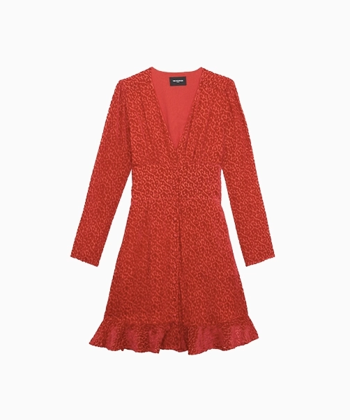 Location Robe de soirée The Kooples Rouge Smockée 1