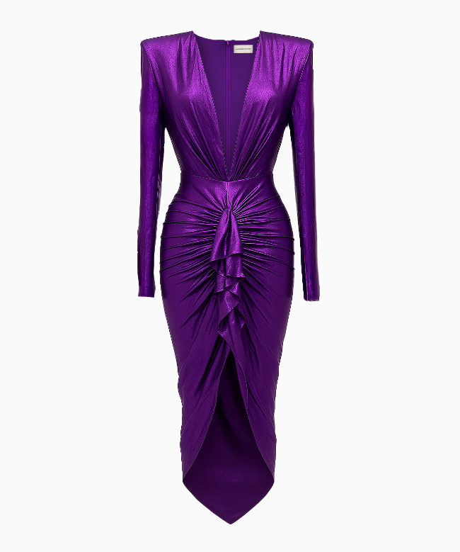 Location et Achat Robe Alexandre Vauthier, modèle Drapé Violet Métallisé