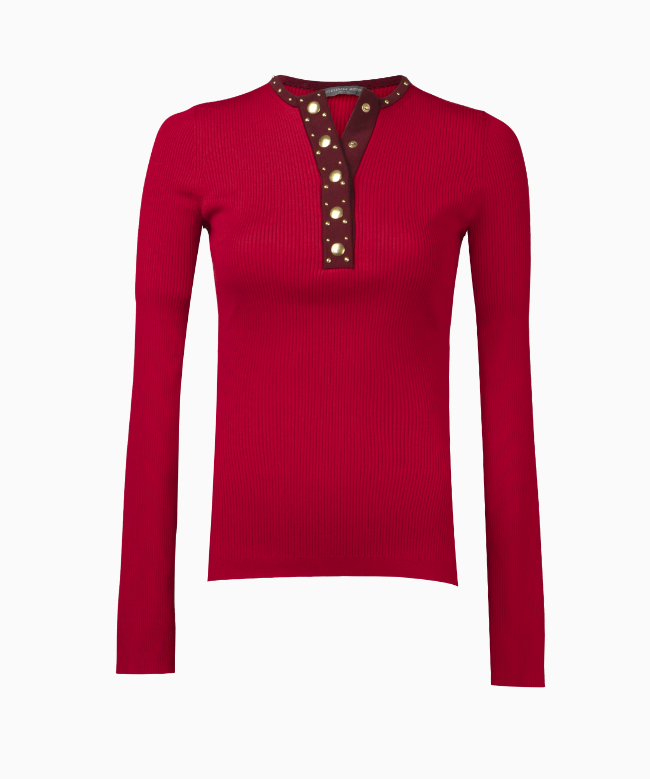Achat Top Alexander McQueen, modèle Red Knit Henley 1