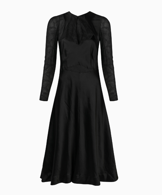 Location et Achat robe Vintage, modèle Noir Sculptural Circa 1935. 2