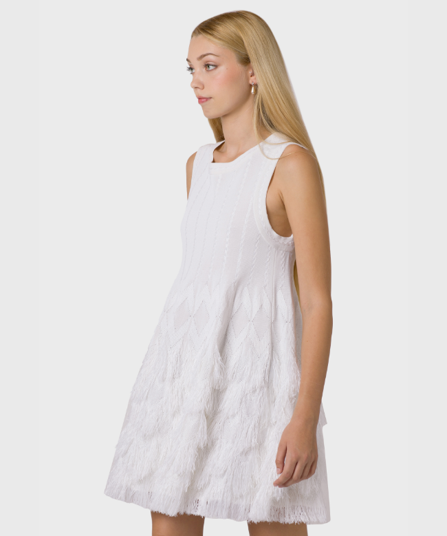 Location Robe de soirée Alaïa, modèle Patineuse Frangée Blanche 5