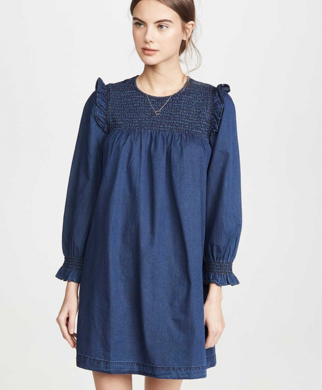 Location Robe de soirée MADEWELL Indigo Ruffle Neck Smocked Babydoll 3