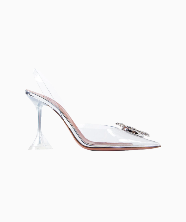 Achat Chaussures Amina Muaddi, modèle Begum Glass Slingback 1