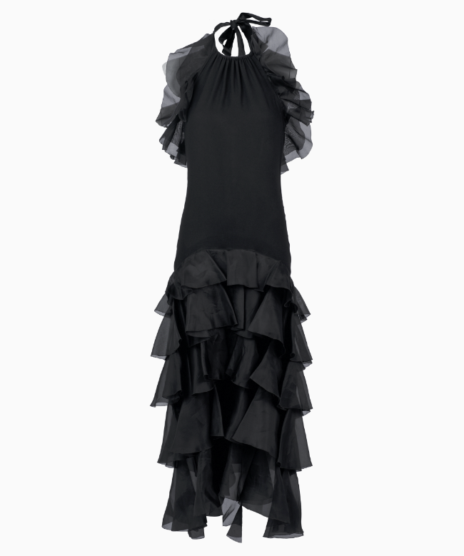 Location et Achat Robe Yves Saint Laurent, modèle Black Ruffle FW1986 1