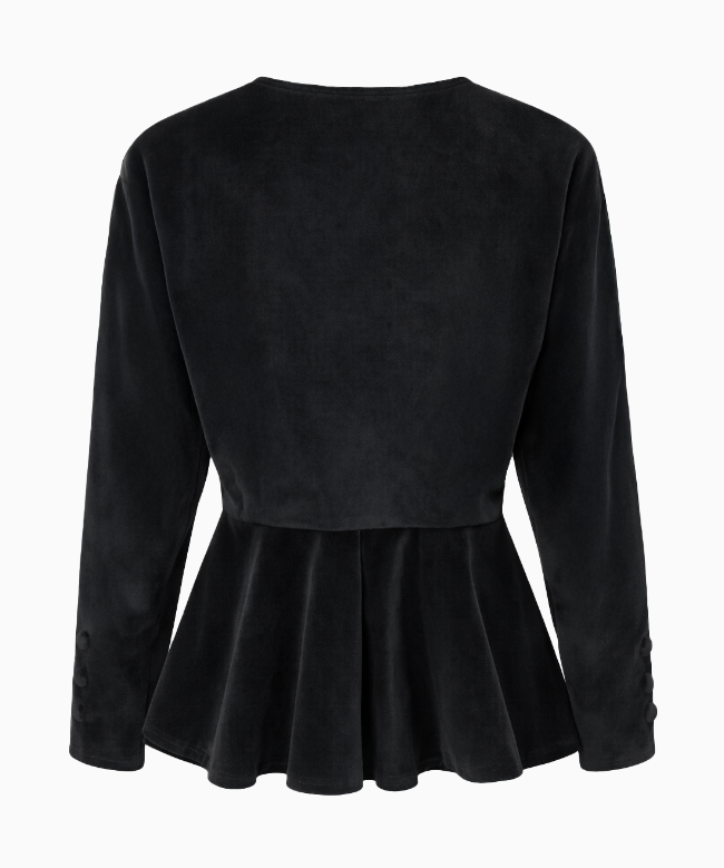 Location et Achat Veste Vintage, modèle Velours Noir Coupe Péplum 2