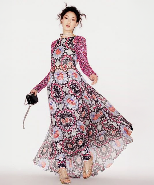 Location et Achat Robe Chanel, modèle Mousseline Imprimée Resort 2015 6
