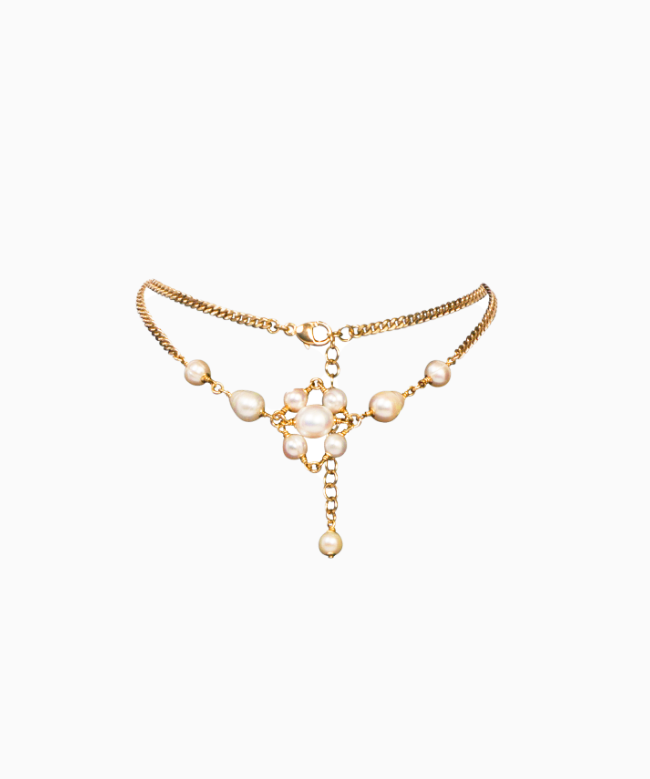 Location Choker Maud T Bijoux, modèle Pop Corn Blanc Motif