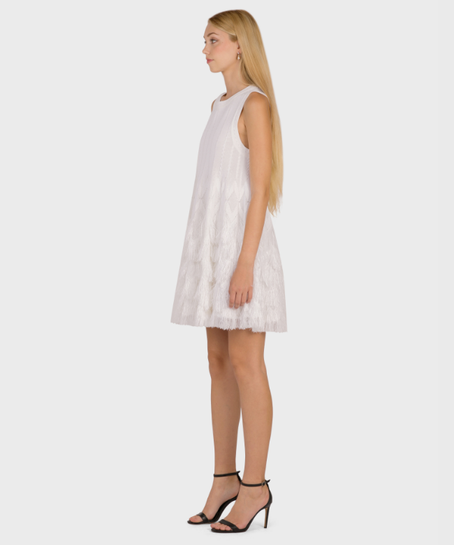 Location Robe de soirée Alaïa, modèle Patineuse Frangée Blanche 3