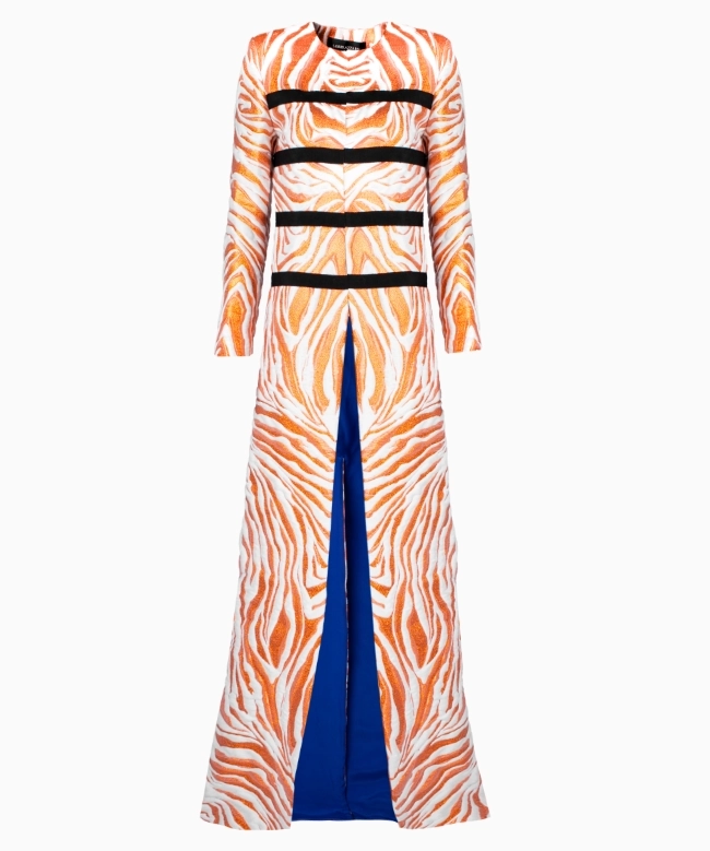 Location Manteau Azzaro, modèle Orange Zebra 2