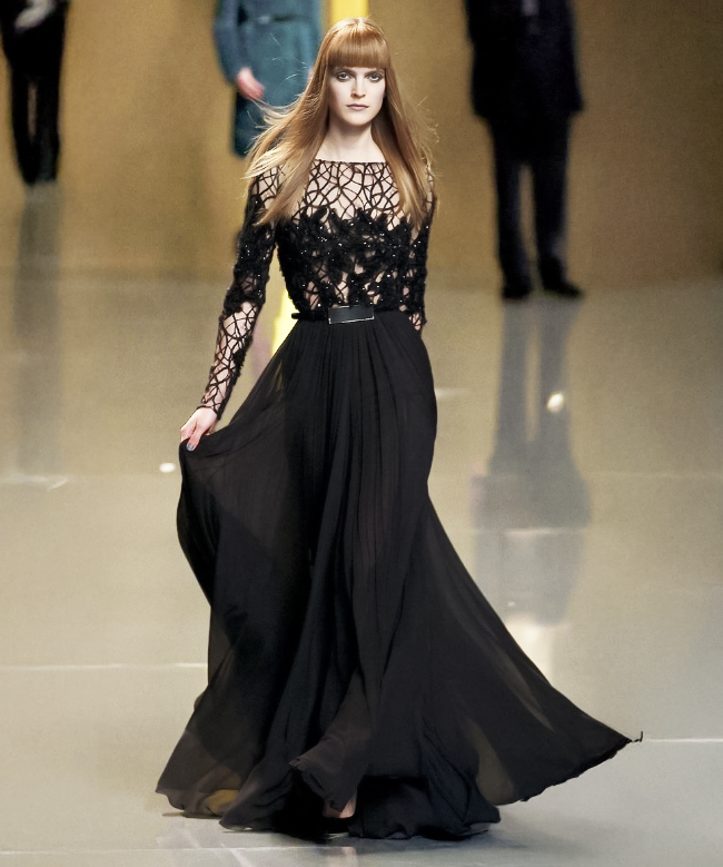 Location Robe de soirée Elie Saab, modèle  Black Plumetis FW 2012 1