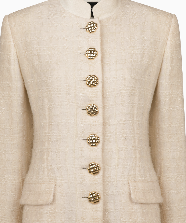 Location et Achat Veste Vintage, modèle Tailleur Structuré Tweed Ivoire 3