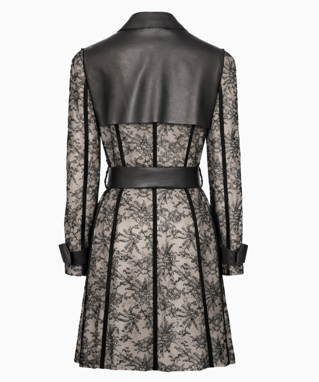 Achat Manteau Valentino, modèle Ceinturé en Dentelle et Cuir Resort 2011 2