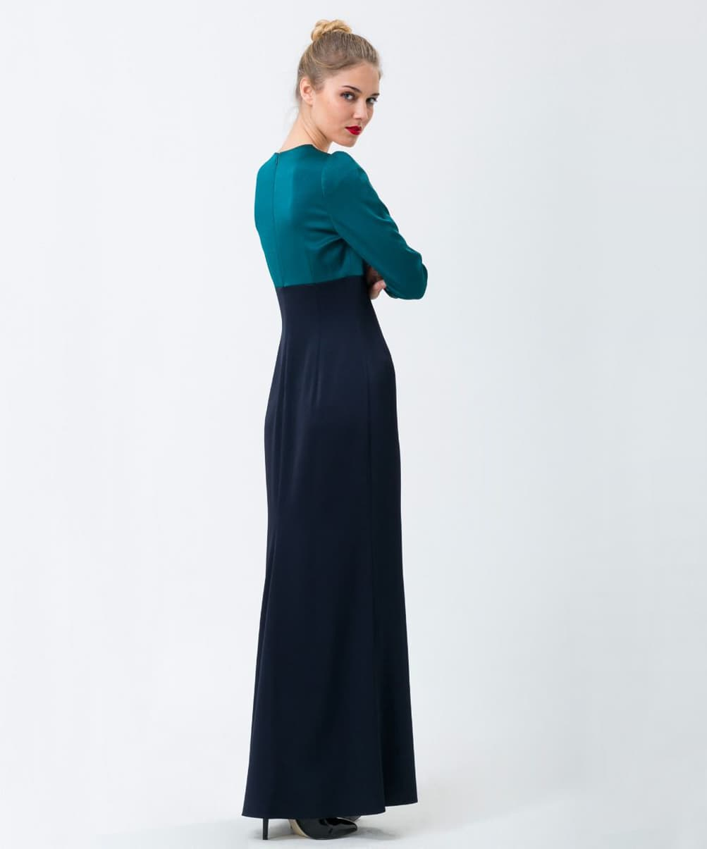 Location Robe de soirée décolleté carré bleu Paule Ka 2