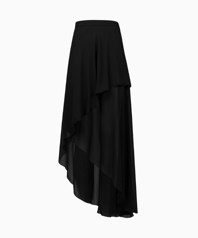 Location et Achat Jupe Guy Laroche, modèle Asymétrique en Mousseline Noire 2