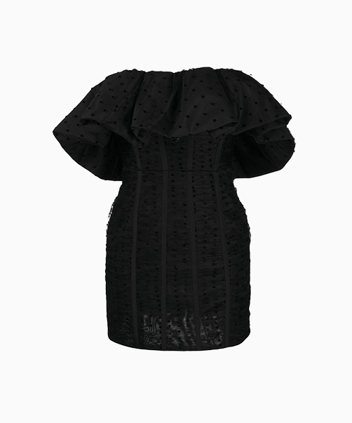 Location Robe de soirée Self Portrait Polka Dot Ruffled Mesh 2