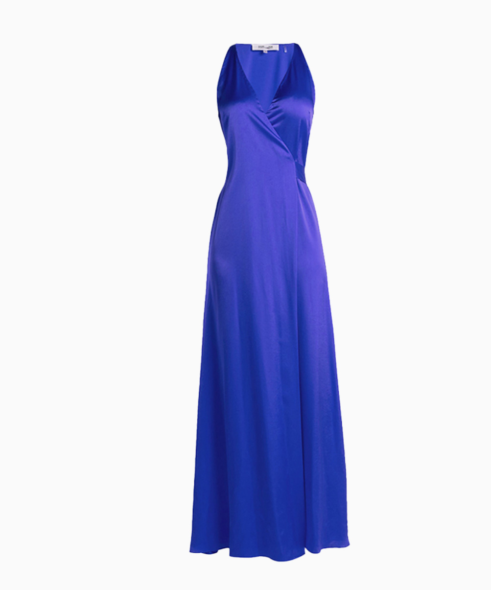 Location Robe de soirée Diane Von Furstenberg Paola Blue Wrap 2