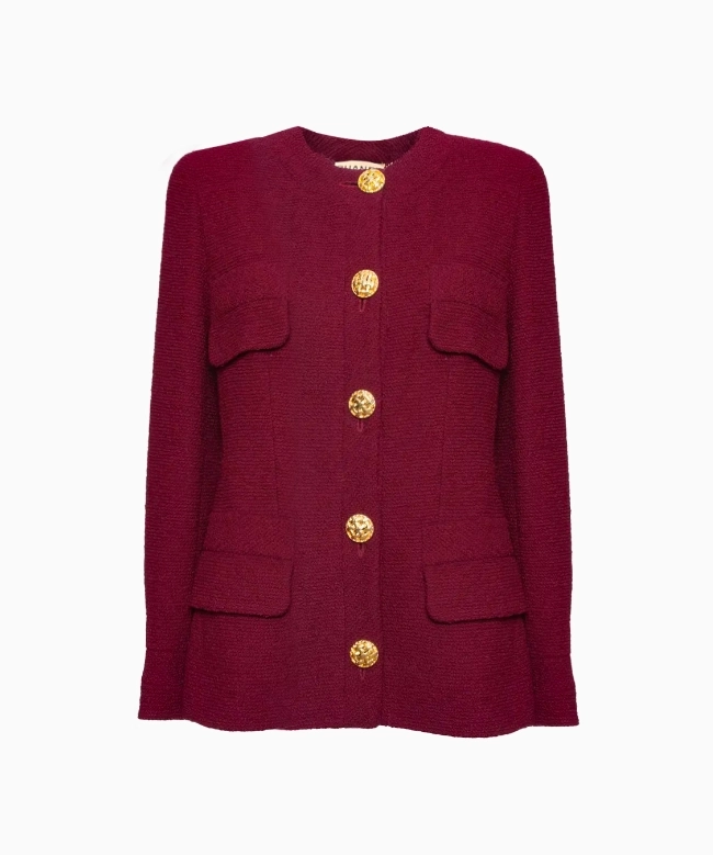 Achat Veste Chanel, modèle Tweed Burgundy And Gold FW1992 2