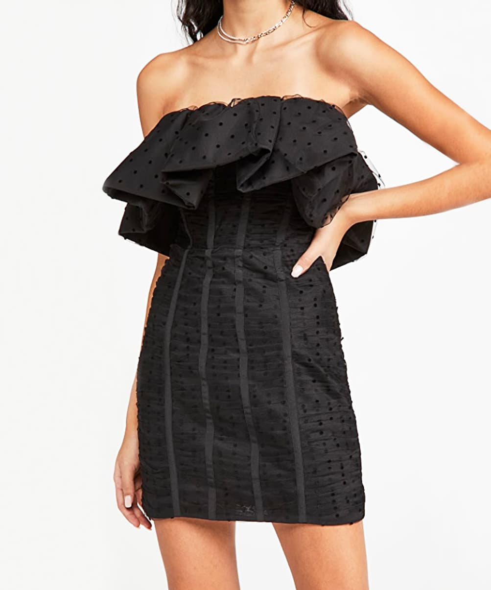 Location Robe de soirée Self Portrait Polka Dot Ruffled Mesh 3