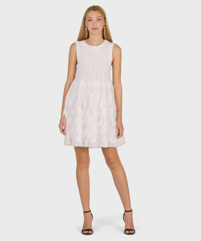 Location Robe de soirée Alaïa, modèle Patineuse Frangée Blanche 2