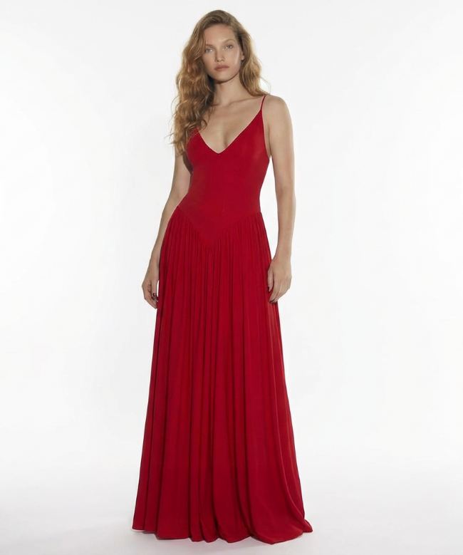 Location et Achat Robe Alexandre Vauthier, modèle Plissé Rouge Fluidité 2